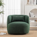 KINWELL 34" Wide Boucle Swivel Barrel Chair, No Assembly Round Upholstered Armchair Accent Chair Single Sofa Chair with Toss Pillow for Living Room and Bedroom, Green by CozyNest Decor