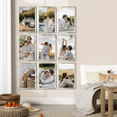 Vittanly 11x17 Picture Frames Set of 9, Shatter Resistant Plexiglass, Display 8x12 Pictures with Mat or 11x17 without Mat, Photo Frames for Wall Mount, Engineered Wood, Distressed White by CozyNest Decor