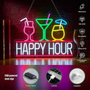 Happy Hour Neon Sign for Wall Decor Beer Bar Signs, USB Powered Dimmable LED Art Lights for Bar Pub Man Cave Party Club by CozyNest Decor