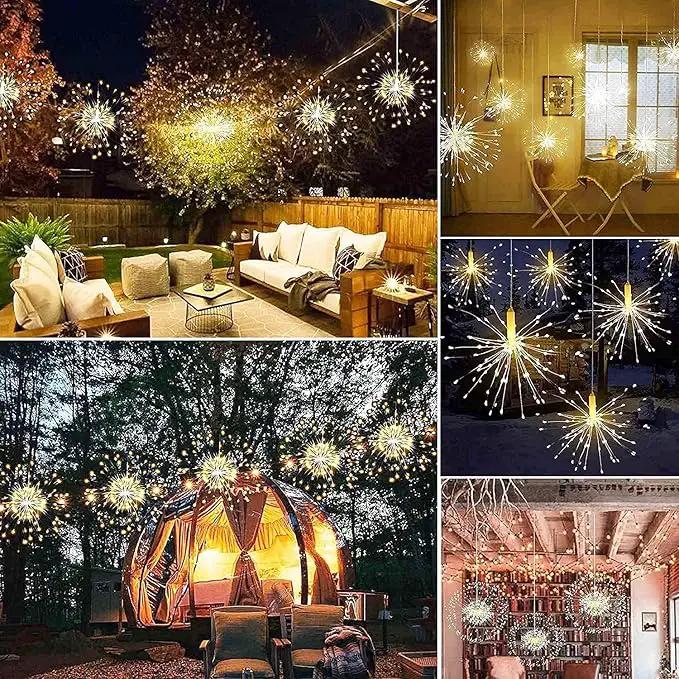 FOOING 6 Pack Firework Lights Led Copper Wire String Lights 8 Modes Battery Operated Fairy Lights with Remote,Wedding Decorative Hanging Lights for Party Patio (Warm White), photo 7 of 7
