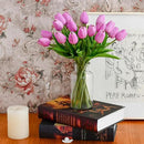Mandy's Artificial Tulips 20 Stems Lavender PU Faux Flowers for Wedding Home Decor 13.5 Inch by CozyNest Decor