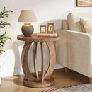 Tribesigns End Table, Round Side Table with Storage, Farmhouse Nightstand Bedside with Round Tabletop, Accent End Table for Living Room Bedroom Small Space, Wooden Accent Furniture (2, Brown) by CozyNest Decor