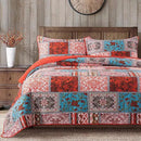 NEWLAKE Cotton Bedspread Quilt Sets-Reversible Patchwork Coverlet Set, Mediterranean Classic Bohemian Pattern,King Size by CozyNest Decor