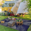 GENIMO Outdoor Rug 6' x 9' Waterproof for Patios Clearance, Reversible Outdoor Plastic Straw Camping Rug Carpet, Large Area Rugs Mats for RV, Camper, Deck, Balcony, Porch, Beach, Picnic Navy Blue&Grey by CozyNest Decor