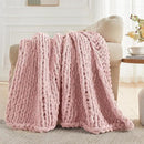 Carriediosa Chunky Knit Throw Blanket 60" X 80" Twin, 100% Hand Made Large Chenille Loop Yarn Soft Fluffy Throws for Couch Sofa Bed, Big Crochet Cozy Heavy Thick Cable Woven Blankets, Dusty Pink by CozyNest Decor
