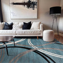 Rugshop Modern Wavy Circles Design Area Rug 6'6" x 9' Blue by TinyTreasures Baby Boutique