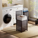 SMIBUY Double Laundry Hamper with Lid, 120L Bamboo Laundry Basket with Removable Liner Bag, 2-Section Clothes Divider Laundry Sorter for Laundry Room, Bathroom, Bedroom (Dark Brown) by CozyNest Decor