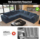 118" V Shaped Corner Modern Sofa Modular Sectional Cloud Couch,Deep Seat Upholstered Couches with Plush Corduroy Fabric for Living Room Furniture,Bedroom and Apartment,No Assembly Required,Blue by CozyNest Decor