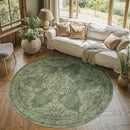 jinchan Round Rug 6ft Area Rugs Vintage Floral Distressed Design,Machine Washable Soft Non-Slip Low-Pile Ultra-Thin Circle Rug for Bedside Living Room Dining Room Bedroom (6' Round, Dark Green) by TinyTreasures Baby Boutique