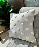 VAGMINE Hand Embroidered French Knotted Hearts Pillow Cover - 18x18 Inches Square - 100% Cotton Robins Egg Decorative Cushion Cover - Romantic Gift for Couples - Valentine’s Bedroom Decor by CozyNest Decor