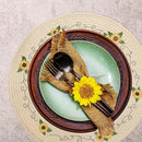 Whaline 4Pcs Round Sunflower Placemats Spring Summer Flower Embroidered Place Mats Floral Dinner Table Mats for Home Holiday Birthday Baby Shower Party Decor by CozyNest Decor