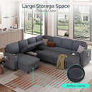 LINSY HOME Sectional Sleeper Sofa with Pull Out Couch Bed - Convertible Plush Corduroy Cloud Couch with Storage Chaise & USB Charging, Comfy Modular Couches for Living Room, Grey by CozyNest Decor