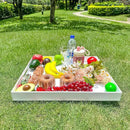White Rectangular 18x20 Inches Acrylic Ottoman Tray Decorative Serving Tray with Cutout Handles Organizer Tray on Coffee Table Countertop Big Breakfast Bed Tray Living Room Appetizer Serving Food by CozyNest Decor