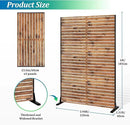 Metal Privacy Screen, 72" H×47" W Outdoor Privacy Screen, Freestanding Decorative Privacy Screen for Deck Balcony Patio, Natural Wood Brown by GreenHaven Gardens