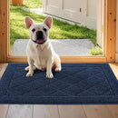 JSEI Dirt Trapper Door Mat 20"x32", Non-Slip Washable Entryway Mats, Dog Door Mat, Stain Resistant and Absorbent Floor Mats, Low Profile Welcome Mat for Front Back Door, Navy Blue by CozyNest Decor