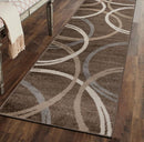 Rugshop Modern Wavy Circles Design Runner Rug 2' x 7' 2" Brown by TinyTreasures Baby Boutique