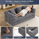 Convertible Sleeper Sofa Bed with Pillow, 4-in-1 Corduroy Folding Mattress Couch with Fixed-Shape Frame, Futon Fold Out Floor Sofa Cama Lounge Couch for Living Room Bedroom Studio, Grey by CozyNest Decor
