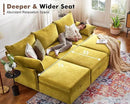 134.6" Luxury Modular Sectional Convertible Sofa with Storage Ottoman, L-Shape 5-Seat Oversized Comfy Couch Deep Seat with Reversible Chaise - Chenille Yellow by CozyNest Decor