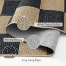 Lahome Checkered Round Rugs 6ft, Outdoor Patio Easy Jute Rug Indoor Outdoor Circle Carpet, Farmhouse Nature Non Shedding Non Slip Washable Black Carpet for Living Room Entry Deck by CozyNest Decor