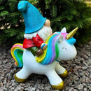 Mood Lab Garden Gnome Statue - Garden Gnome Riding Unicorn - 8.3 Inch Tall Lawn Figurine - for Outdoor or House Decor - Funny Yard & Patio Decoration by CozyNest Decor