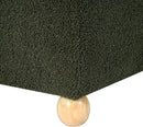 Adeco 17 Inch Soft Dark Green Cube Ottoman Storage, Teddy Velvet Chair Foot Stools, Upholstered Vanity Stool with Hinged Lid, Solid Round Wood Legs by CozyNest Decor