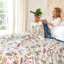 Boho Throw Blanket, 100% Organic Cotton Breathable Ultra Soft Bed Quilt Throw - All Season Floral Bird Butterfly Farmhouse Decor Blanket for Sofa Couch Chair and Gift. 60" x 80" by CozyNest Decor