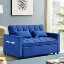 3 in 1 Convertible Sleeper Sofa Bed,Futon Loveseat Couch with Pull-Out Bed & Adjustable Backrest,Velvet Fabric Sofa with Side Pocket for Small Apartment, Living Room, Office (Blue) by CozyNest Decor