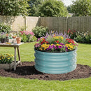 ZXZYHFTY Round Galvanized Raised Garden Bed kit,Blue Outdoor Garden Raised Planter Box, Round Large Metal Raised Garden Beds for Vegetable 2 * 2 * 1ft 2 Pcs by GreenHaven Gardens