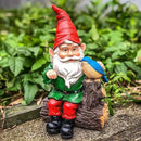 Garden Gnome Statues with Bird Resin Sculpture Gnome Sitting on The Stump Outdoor Statues for Outdoor Garden Decor by GreenHaven Gardens