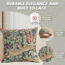 Charlotte Home Furnishings Decorative Tapestry Pillow Cover 14x14 in, Green Hares Couch Throw Pillow Cover, French Country Square Cushion Cases for Living Room Home Decor, Soft Cotton Jacquard Woven by CozyNest Decor