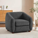 Modern Accent Chair for Living Room, Upholstered Armchair with Boucle Fabric, Single Sofa Chair with Solid Wood Legs, Boucle, Dark Grey by CozyNest Decor