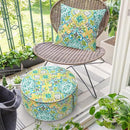 Inflatable Ottoman Stool D21 xH9 for Outdoor/Indoor Use, Water Repellent Patio Foot Rest Stool with Portable Handle,Round Pouf Ottoman Suitable for Garden,Deck and Camping - Damask Green by CozyNest Decor