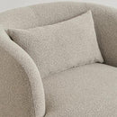 KINWELL 34" Wide Sherpa Swivel Barrel Chair, No Assembly Round Boucle Upholstered Accent Chair Armchair Single Sofa Chair with Toss Pillow for Living Room and Bedroom, Taupe by CozyNest Decor