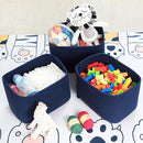 MINTWOOD Design 3-Pack Decorative Woven Storage Baskets for Shelves, Cube Bin Box for Organizing Books, Shoes, Dog Toys, Pantry Closet and Living Room Organizer, Navy Blue by TinyTreasures Baby Boutique
