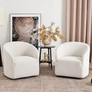 KINWELL 32" Wide Modern Boucle Swivel Barrel Chairs Set of 2, No Assembly Round Upholstered Swivel Accent Armchairs for Living Room, Bedroom (White) by CozyNest Decor
