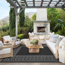 GENIMO Outdoor Rug Waterproof 6'x9' for Patio, Foldable Reversible Plastic Straw Carpet for Travel Trailers, Outside Area Mat for Rv, Deck, Picnic, Porch, Camper, Balcony, Beach, Black & Grey by CozyNest Decor