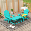 WO Home Furniture Adirondack Chairs Table Set of 3 PCS Outdoor Folding Chairs Coffee Table Weather/UV Resistant for Lawn, Garden, Bon Fire, Balcony (Turquoise) by GreenHaven Gardens