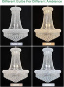 14 - Light Unique Empire Crystal Chandelier with Adjustable Chain for High Ceiling Foyer Entryway Living Room Dining Room Bedroom Chrome Finish by CozyNest Decor