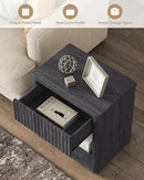 SICOTAS Night Stand Nightstand with Drawer Storage Fluted Bed Side Table End Table Large Modern Wide Bedside Mid Century Night Stands for Bedroom Living Room Sofa Couch Home Office, Dark Grey Alder by CozyNest Decor