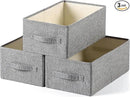 Linen Folding Storage Bins, 3 Pack Large Storage Baskets, Washable, Clothing Storage Bins with Handle, Closet Organizer for Storage Sweater,Sheets(dark grey, 16"x9½"x6¾") by CozyNest Decor