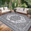 GAOMON Outdoor Patio Rug 9x12 Waterproof Reversible Plastic Straw Rug, Large UV-Resistant Portable RV Camping Mats, Indoor Outdoor Rugs for Outside Deck Porch Garden RV, Gray & White by CozyNest Decor
