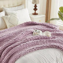 Carriediosa Chunky Knit Throw Blanket 50" X 60", 100% Hand Made Large Chenille Loop Yarn Soft Fluffy Throws for Couch Sofa Bed, Big Crochet Cozy Heavy Thick Cable Woven Blankets, Purple by CozyNest Decor