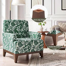 Floral Accent Armchair Set of 2, Retro Wingback Upholstered Armchair with Wide Dipped Back Design and Wooden Legs, High Back Armchair, Leisure Single Sofa Chair for Living Room, Bedroom, Green by CozyNest Decor