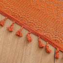 Sutuo Home Burnt Orange Boho Curtains 102 inches Long for Bedroom Dining Room, Crochet Lace Sheer Bohemian Tassels Hollow Knitted,Window Treatment Drapes Fall Decor, Rod Pocket 1 Panel 59" W x 102" L