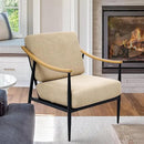 Modern Accent Chair for Living Room Bedroom Mid Century Arm Chair Upholstered Office Accent Chair Comfy Waiting Room Chair with Metal Frame, Khaki by CozyNest Decor