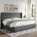 Allewie King Size Lift Up Storage Bed, Modern Wingback Headboard, Hydraulic Support, No Box Spring Needed, Dark Grey by CozyNest Decor