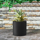 Kante 12.6" Dia Round Concrete Planter, Modern Style Large Cylindrical Plant Pot with Drainage Hole and Rubber Plug for Indoor Outdoor Patio, Black by GreenHaven Gardens