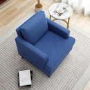 Mid-Century Accent Chair,Modern Linen Fabric Armchair for Living Room,Comfy Upholstered Reading Accent Chairs for Bedroom,Single Sofa Chair with Wood Legs (Blue, 1 Pack) by CozyNest Decor