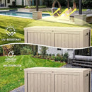 120 Outdoor Storage Box, Waterproof Resin Deck Box for Indoor & Outdoor Use, Lockable Storage Bench with Piston Hinge, Storage Bin for Patio Cushions, Garden Tools, Package Delivery, Grey by GreenHaven Gardens