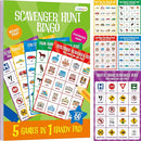 Road Trip Game Pad, 5 Games in 1 (Farm Animals, Car Colors, Buildings, Traffic Signs, Vehicles Scavenger Hunt Bingo), Pen Pencil Paper Game, Plane Trip/Car Travel/Getaway Activity Pad for Kid, Adult by TinyTreasures Baby Boutique